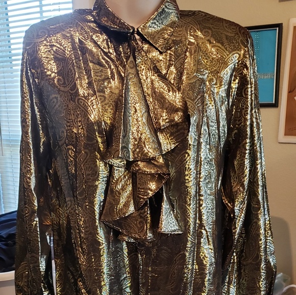 Metallic Ruffled Bodice Blouse - Picture 2 of 6